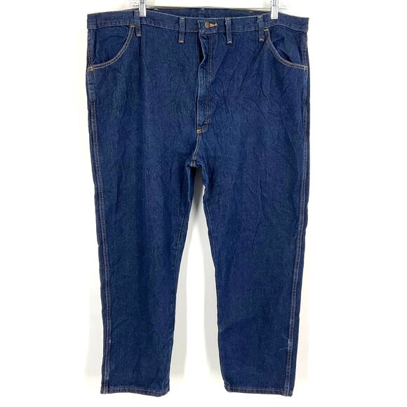Rustler Men’s Straight Leg Dark Wash Blue Jeans Size 48x30 - Picture 9 of 9